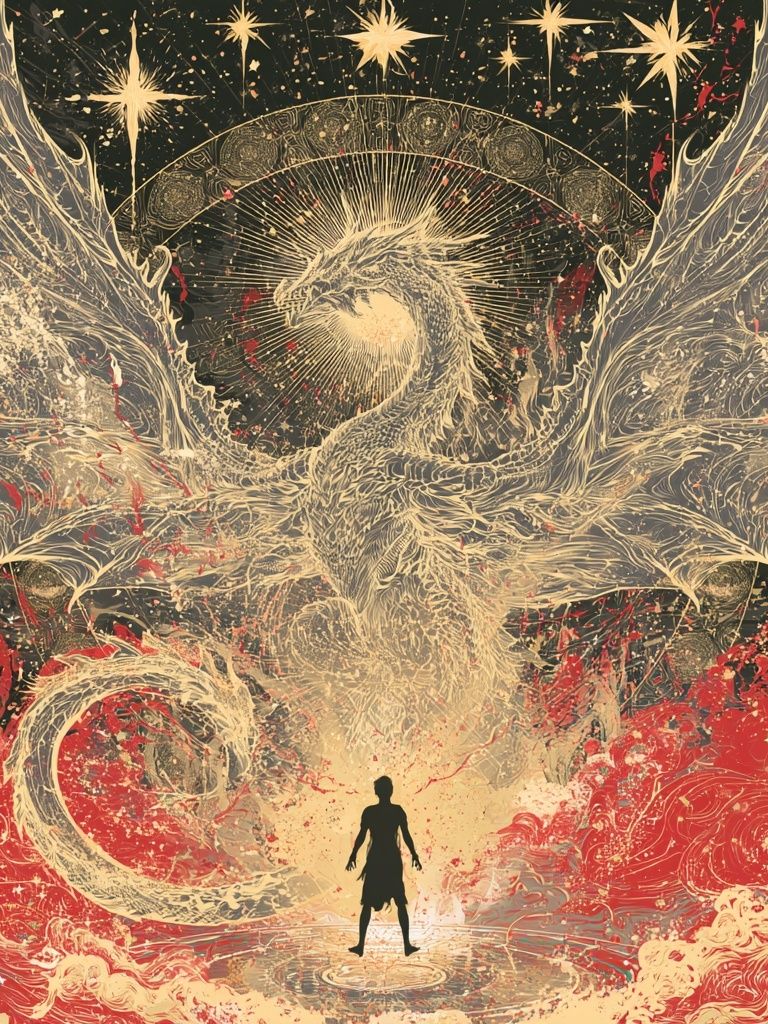Celestial Dragon Surrealism Print. poster — illustration art