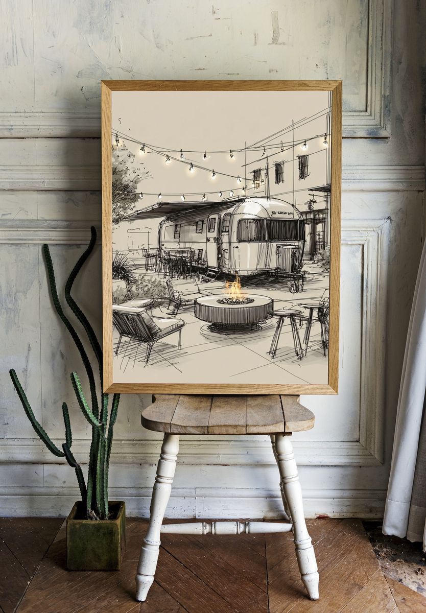 Airstream Courtyard Sketch Poster. room preview