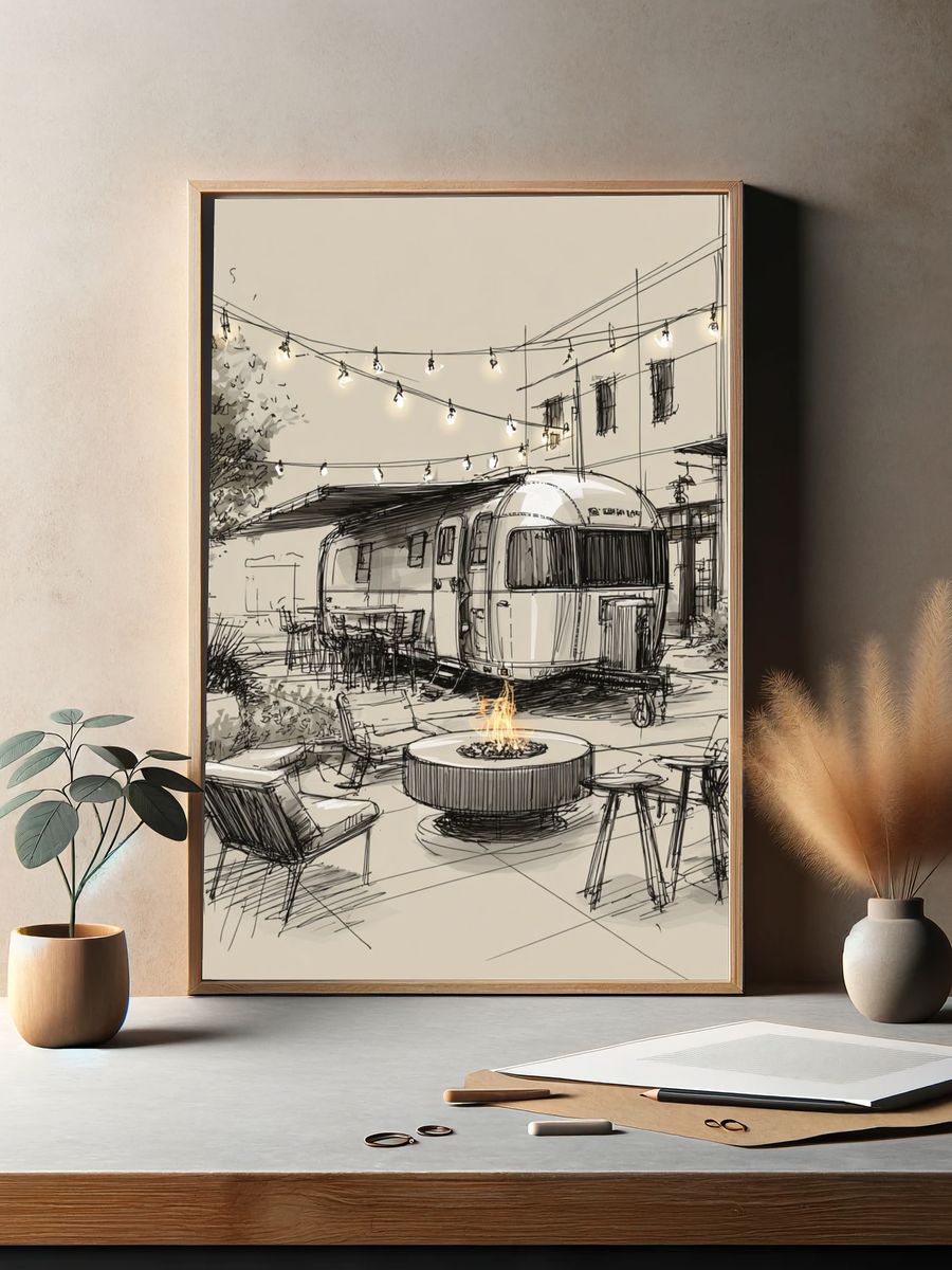 Airstream Courtyard Sketch Poster. — room view 2