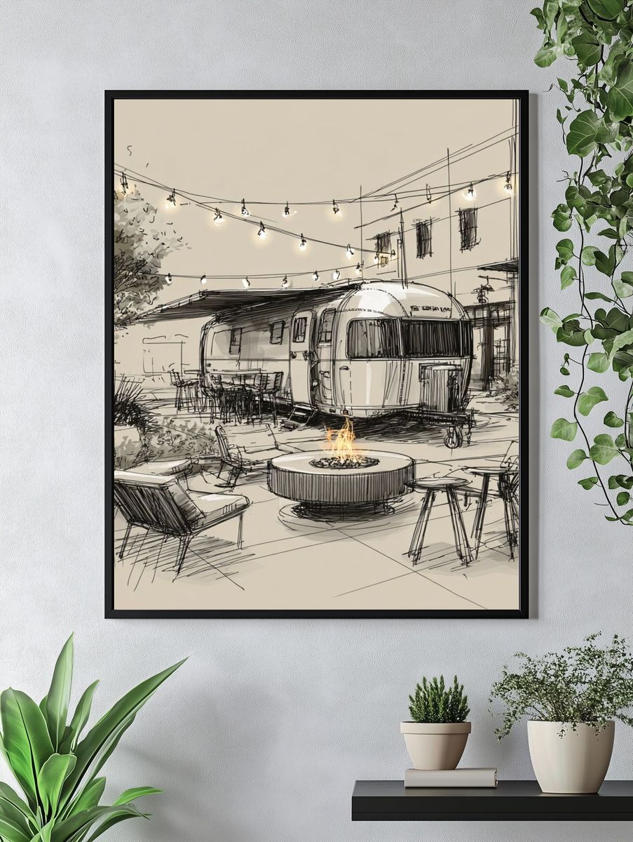 Airstream Courtyard Sketch Poster. — room view 4