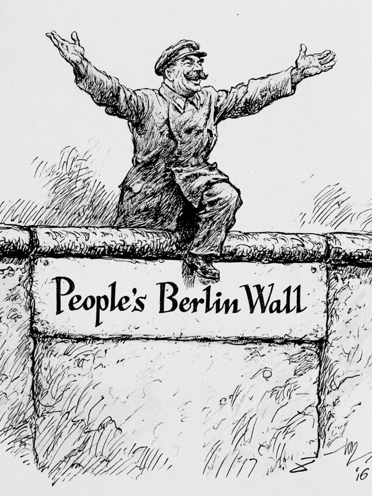 People's Berlin Wall Illustration Print. poster — illustration art