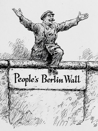 People's Berlin Wall Illustration Print.