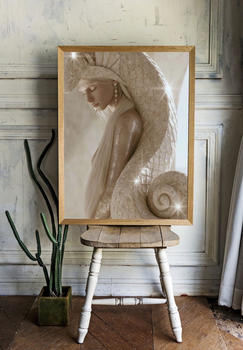 Celestial Serpent Portrait Print. — room view 1