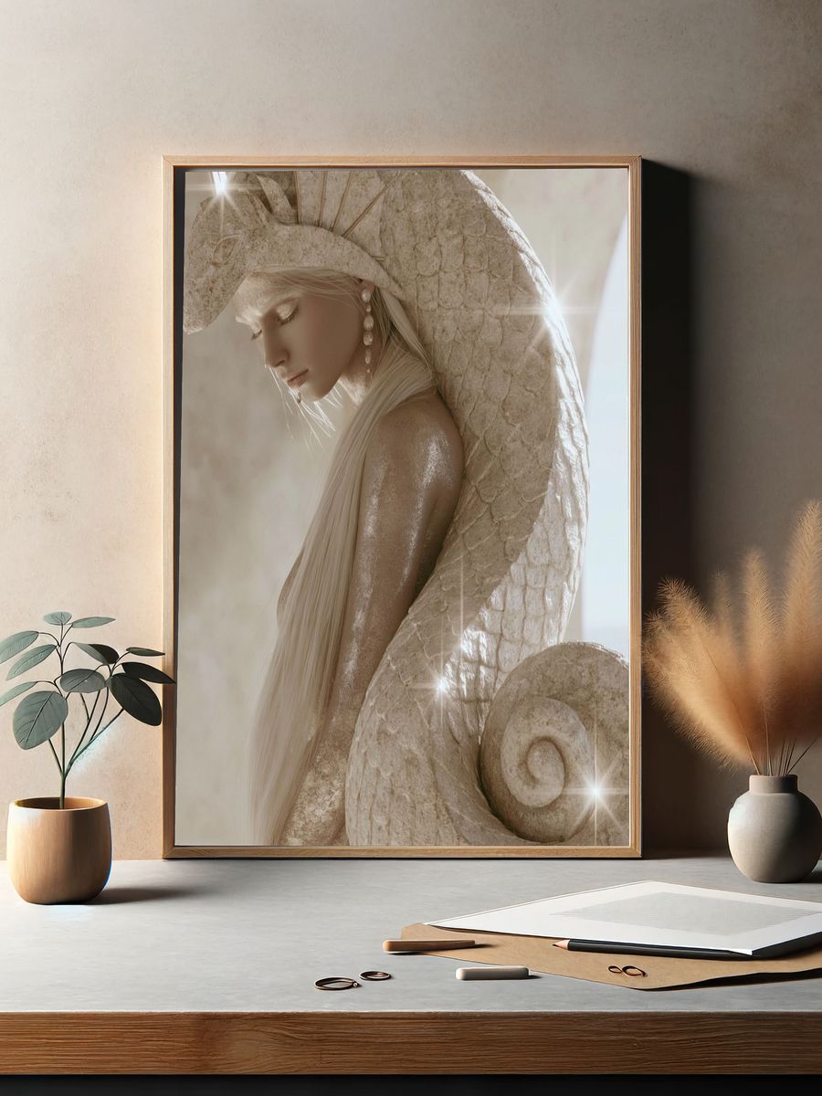 Celestial Serpent Portrait Print. — room view 2