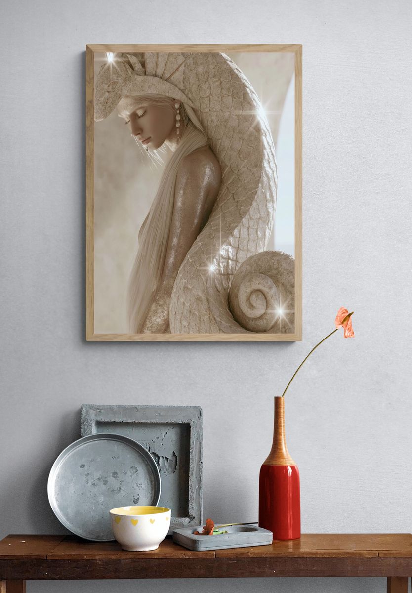 Celestial Serpent Portrait Print. — room view 3