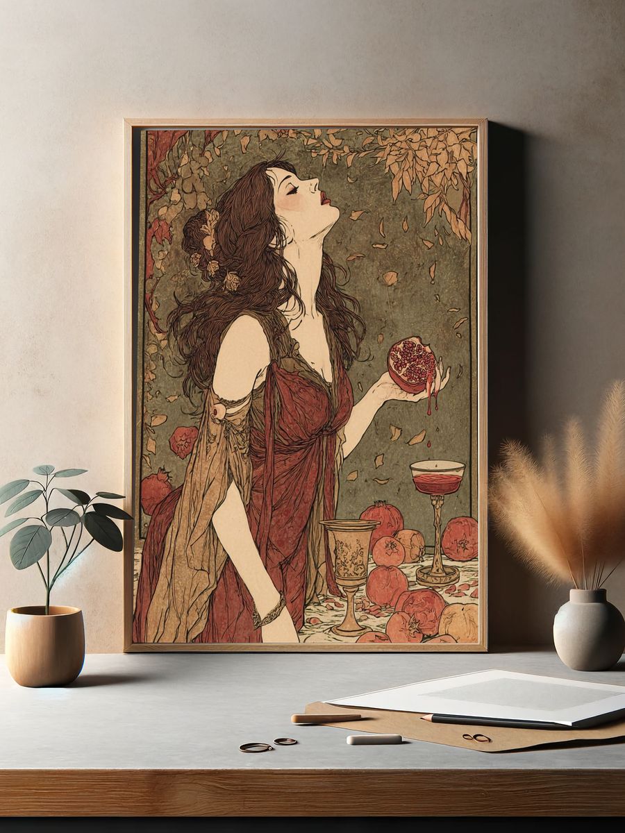 Pomegranate Woman Art Nouveau Poster. — room view 2