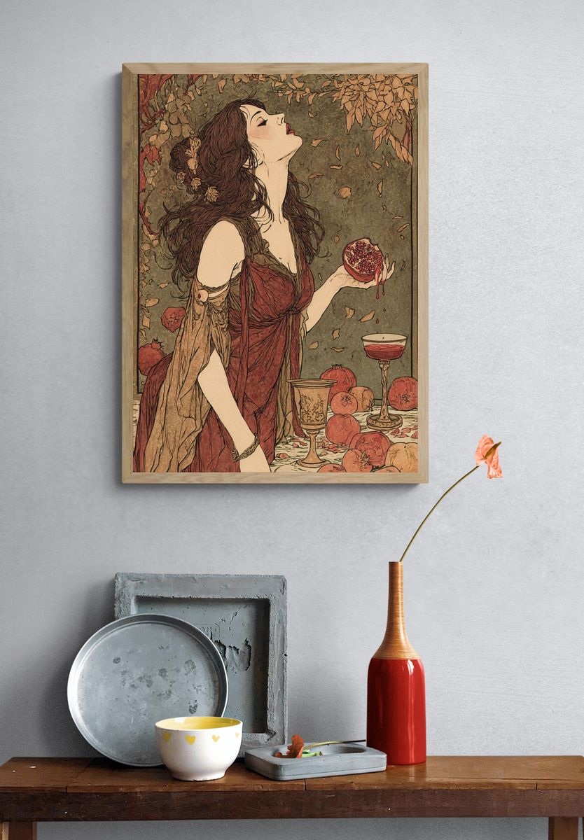 Pomegranate Woman Art Nouveau Poster. — room view 3