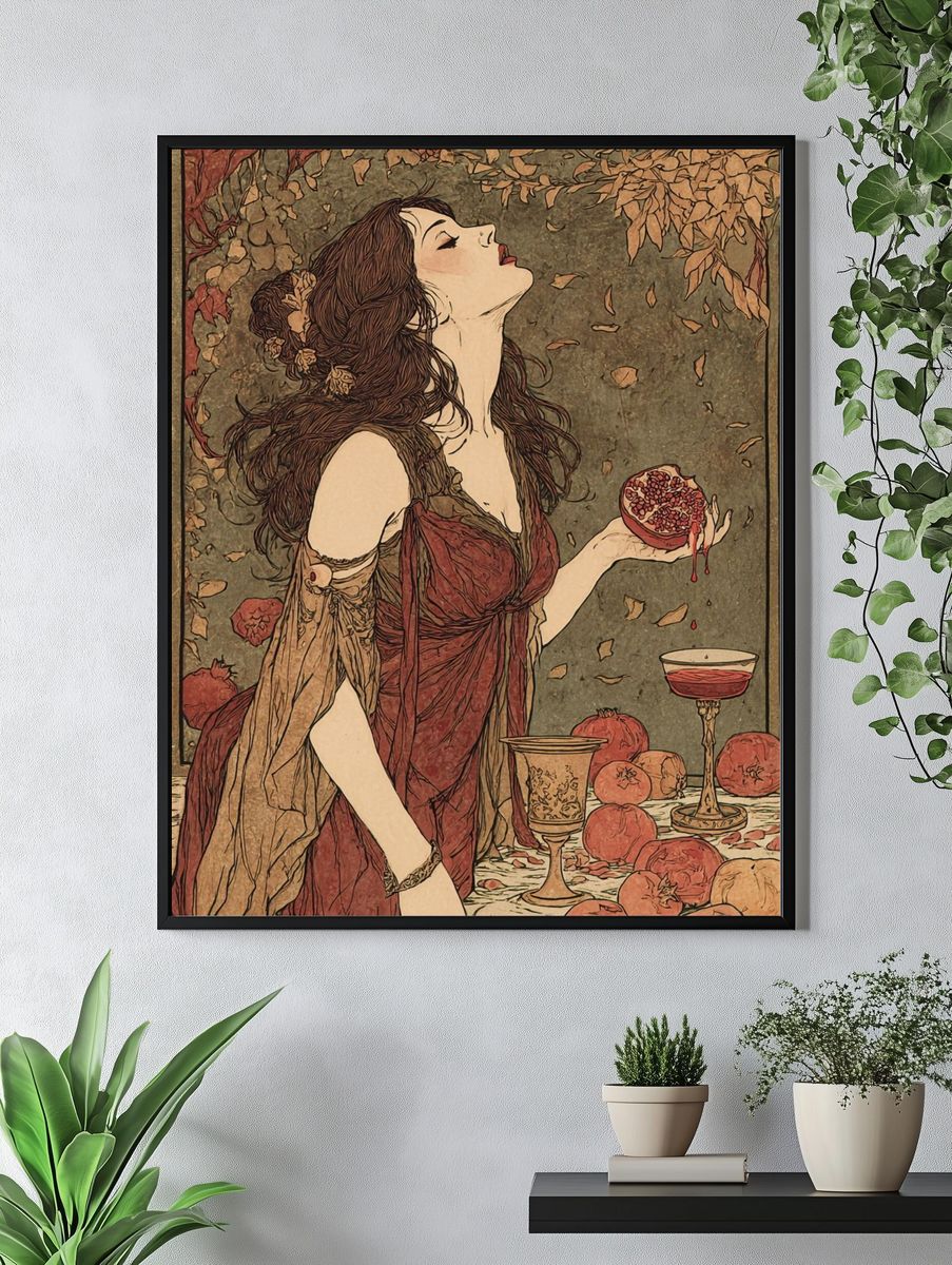 Pomegranate Woman Art Nouveau Poster. — room view 4