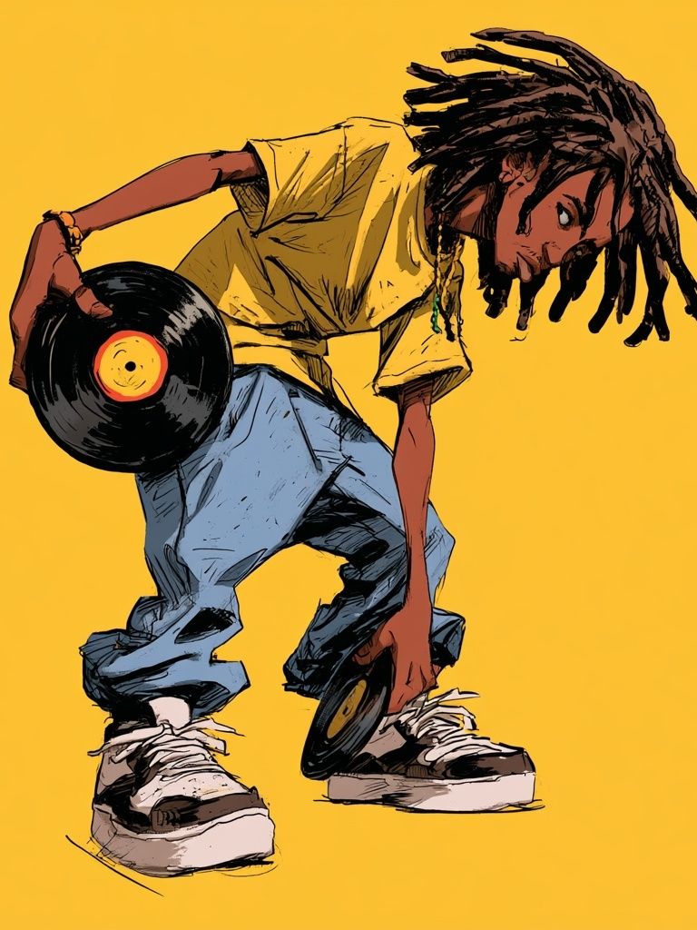 DJ Breakdancer Illustration Poster. poster detail