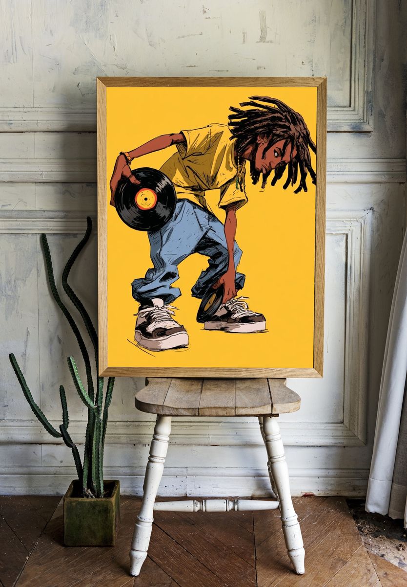 DJ Breakdancer Illustration Poster. — room view 1