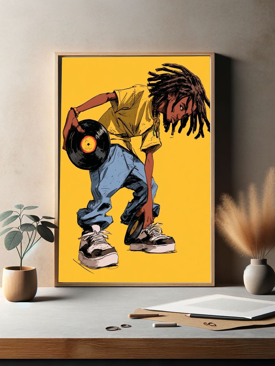 DJ Breakdancer Illustration Poster. — room view 2