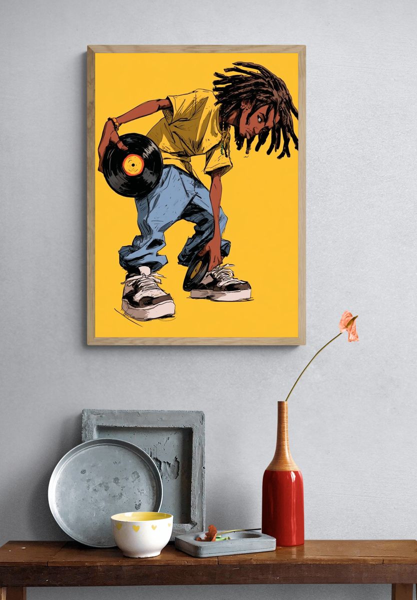 DJ Breakdancer Illustration Poster. — room view 3