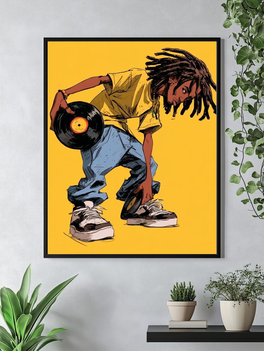 DJ Breakdancer Illustration Poster. — room view 4