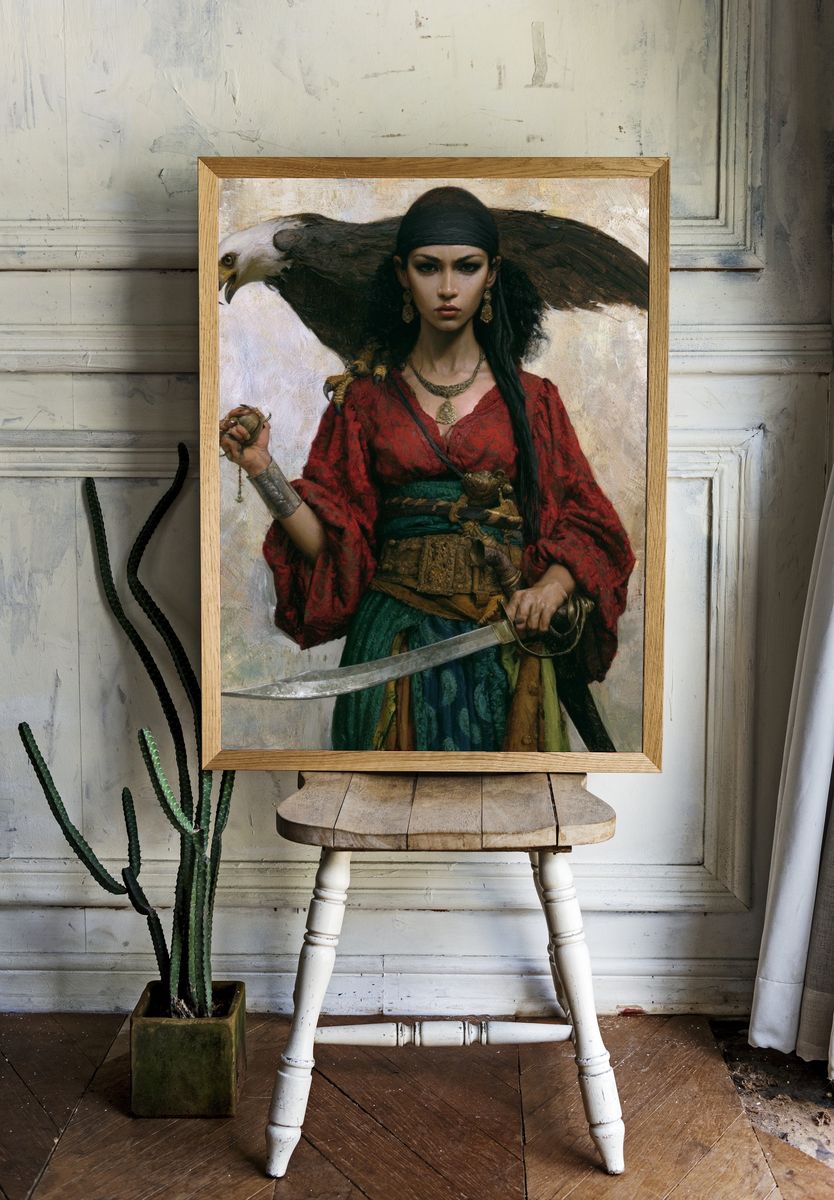 Falcon Warrior Portrait Print. room preview