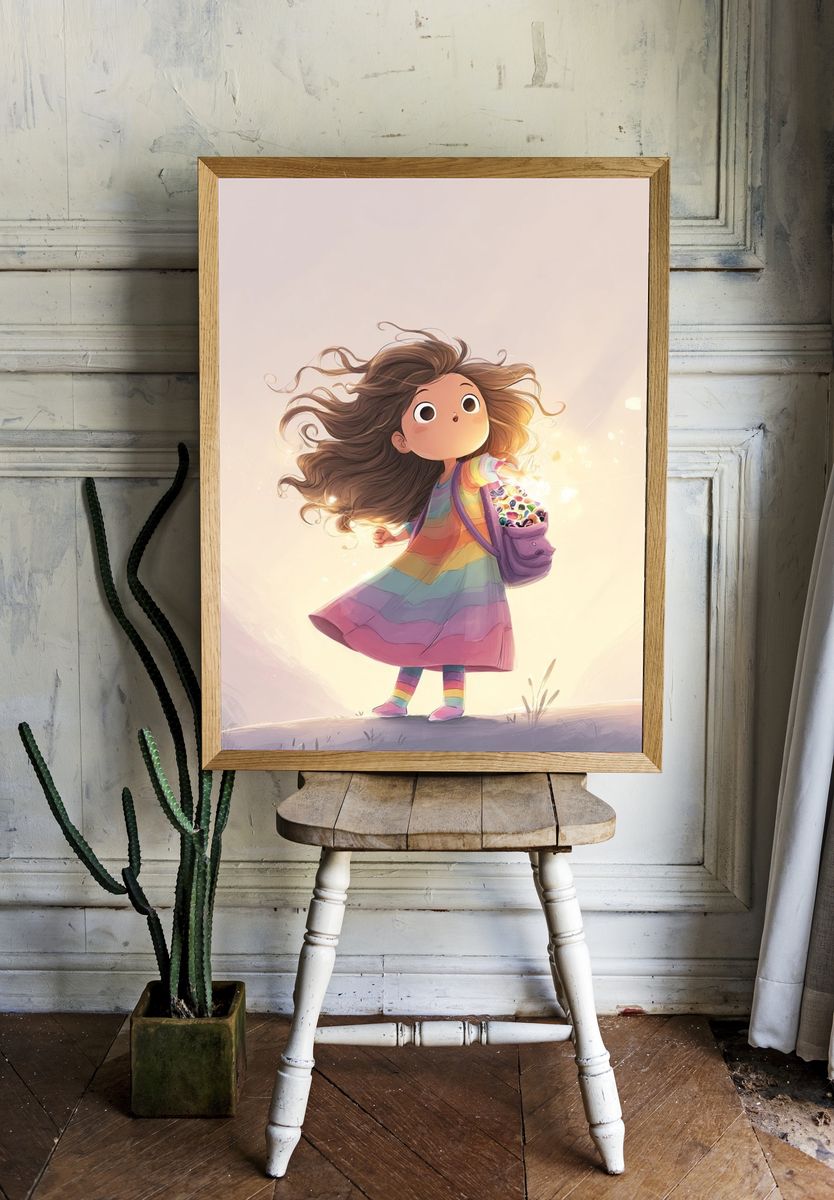 Rainbow Girl Digital-Art Poster. — room view 1