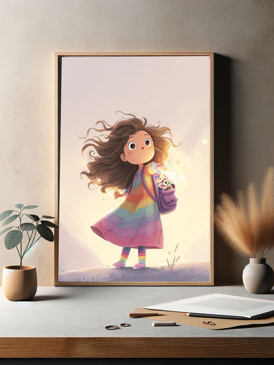 Rainbow Girl Digital-Art Poster. — room view 2