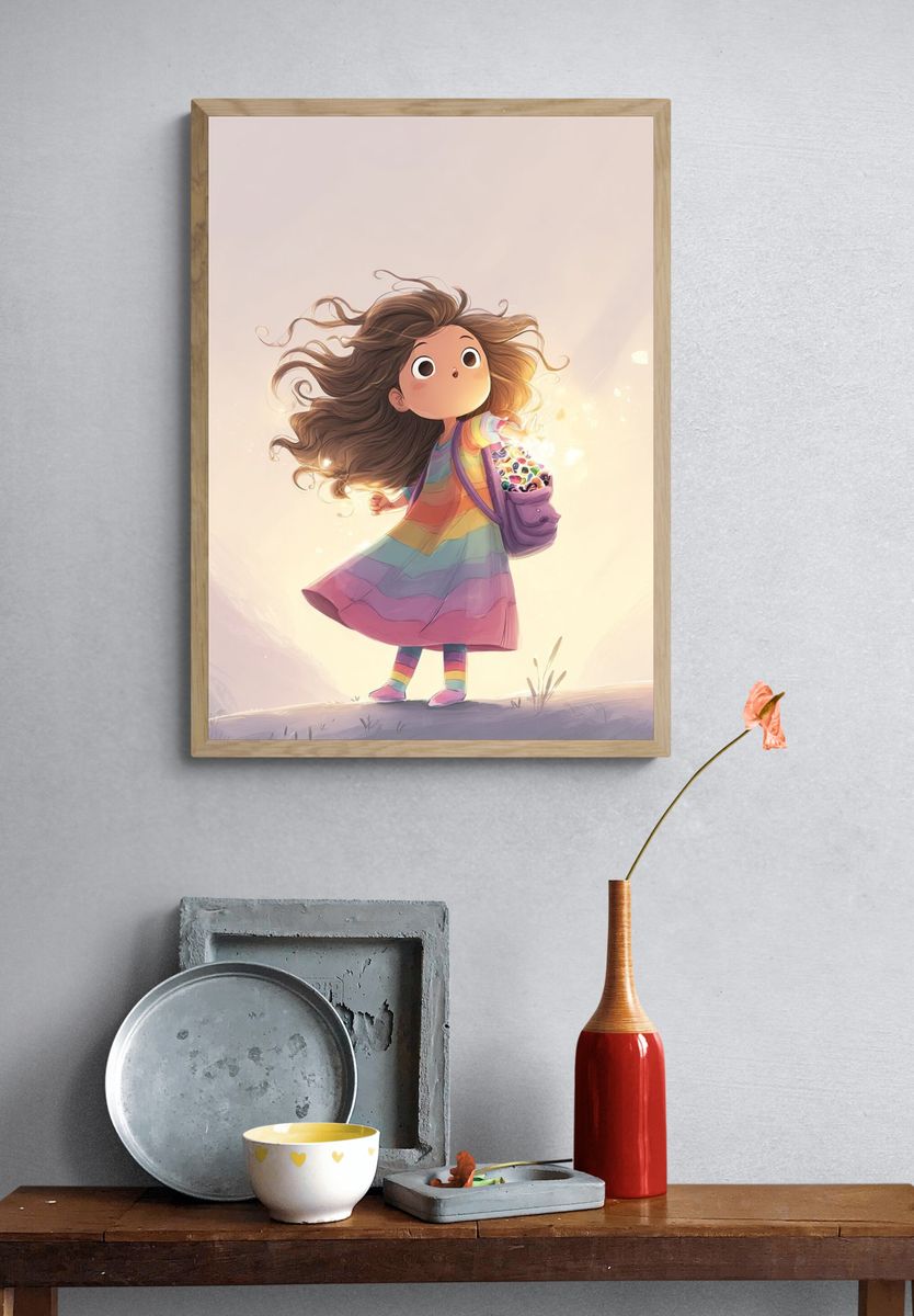 Rainbow Girl Digital-Art Poster. — room view 3