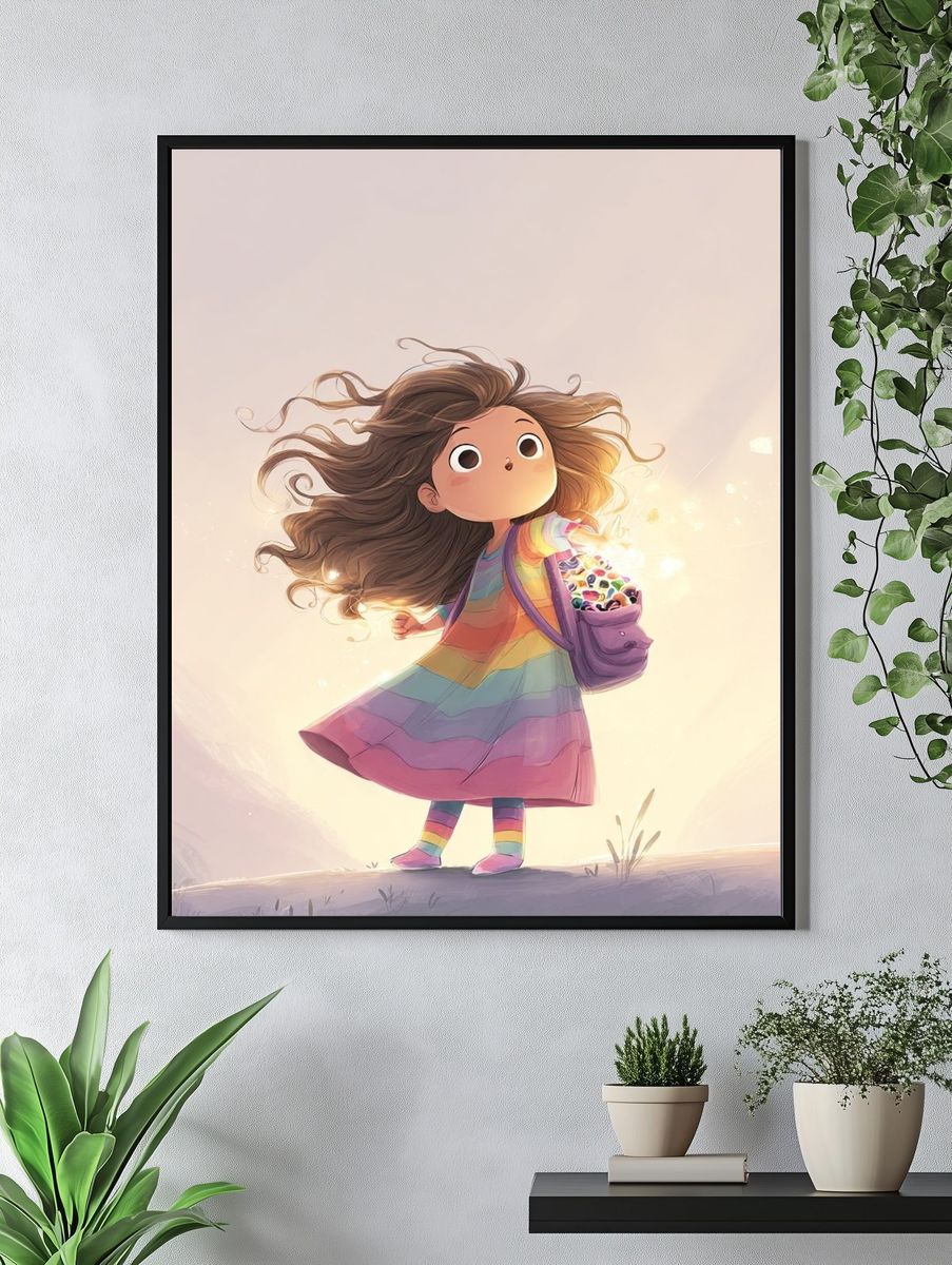 Rainbow Girl Digital-Art Poster. — room view 4