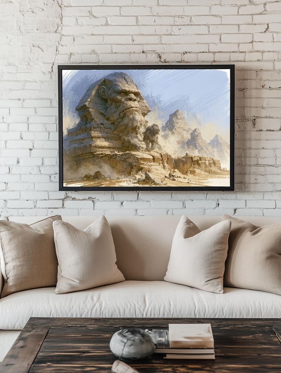 Sphinx Desert Ruins Illustration Poster. — room view 1