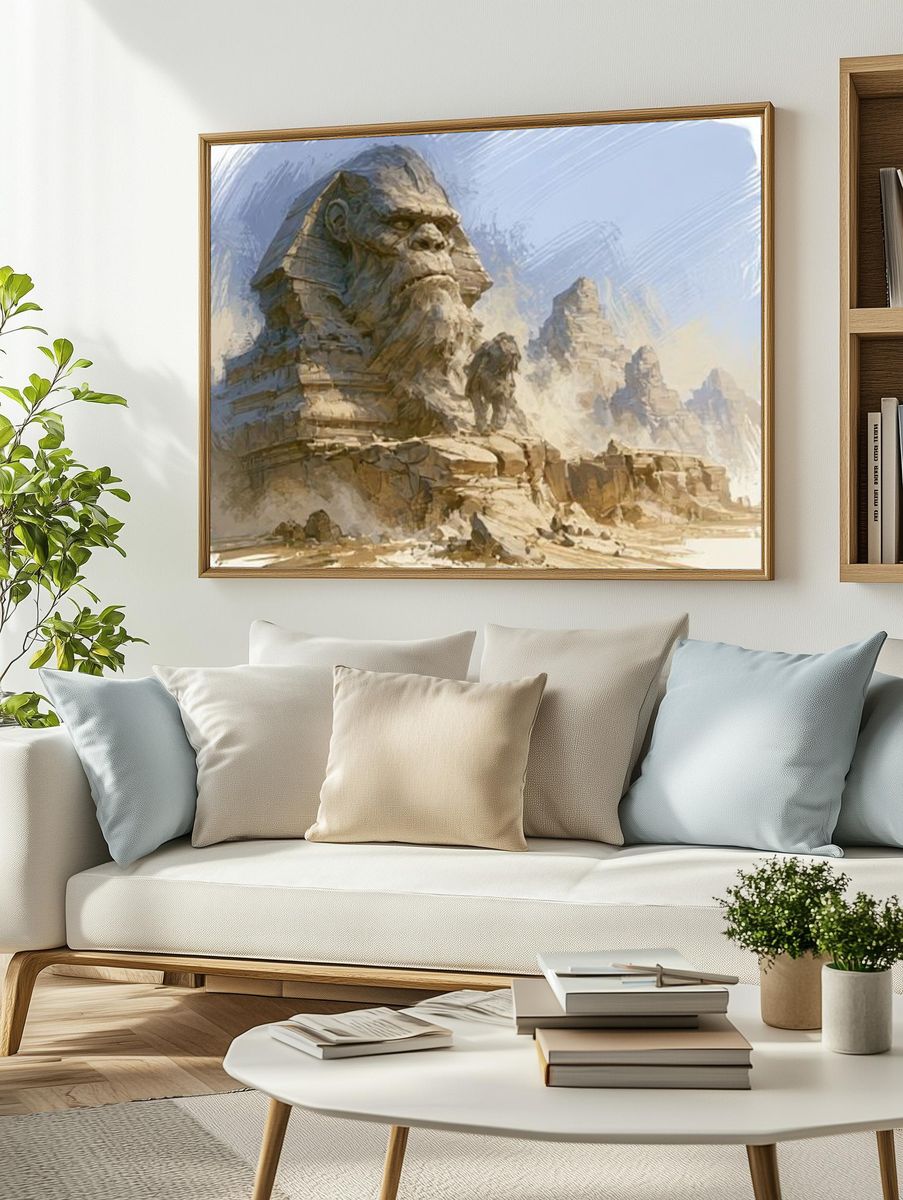 Sphinx Desert Ruins Illustration Poster. — room view 2