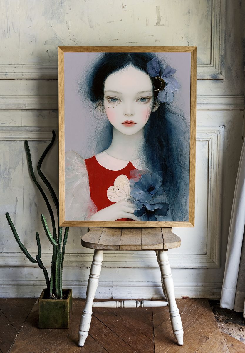 Dreamy Girl Portrait Print. room preview