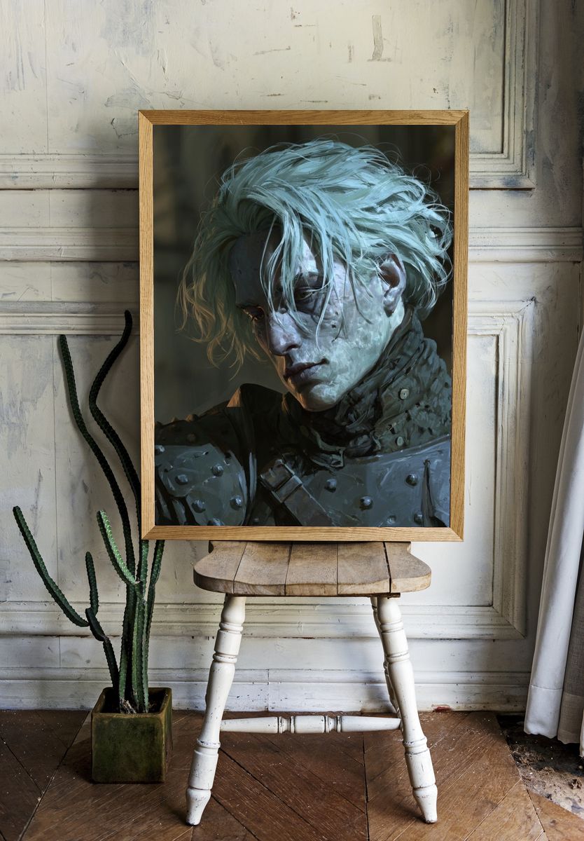 Pale Warrior Portrait Print. room preview