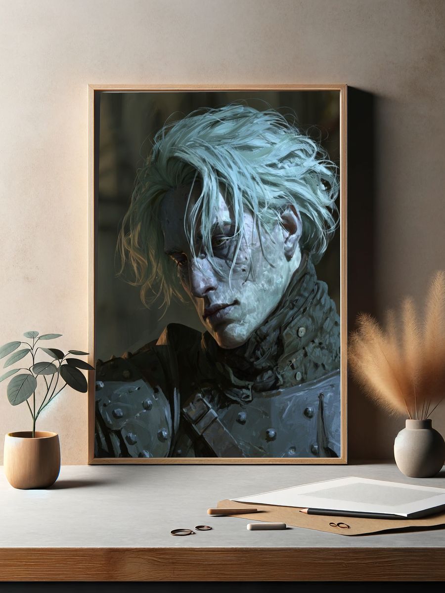 Pale Warrior Portrait Print. — room view 2