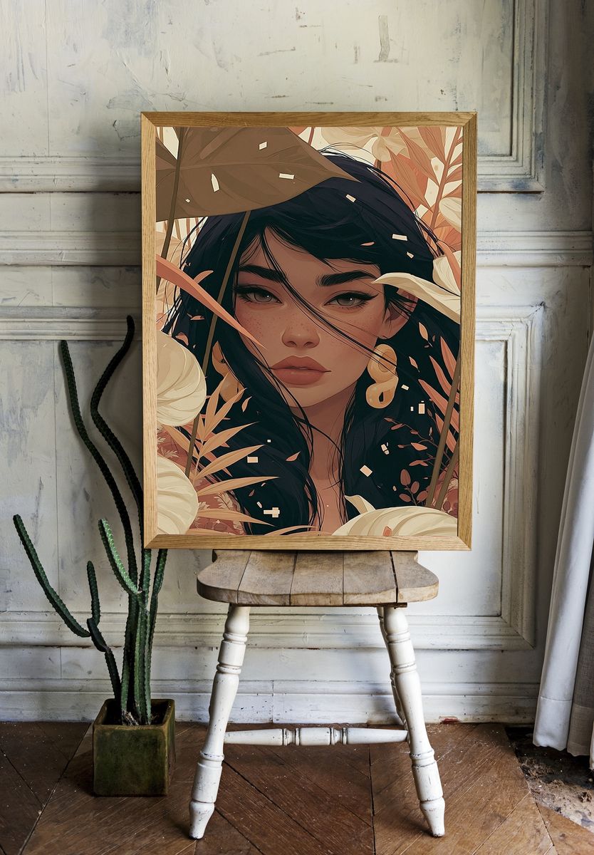 Botanical Portrait Illustration Poster. room preview