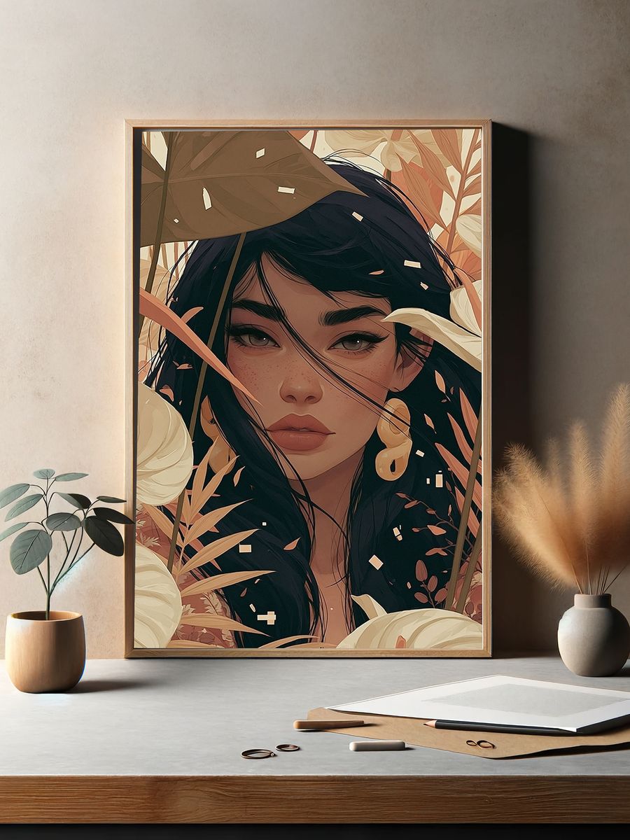 Botanical Portrait Illustration Poster. — room view 2