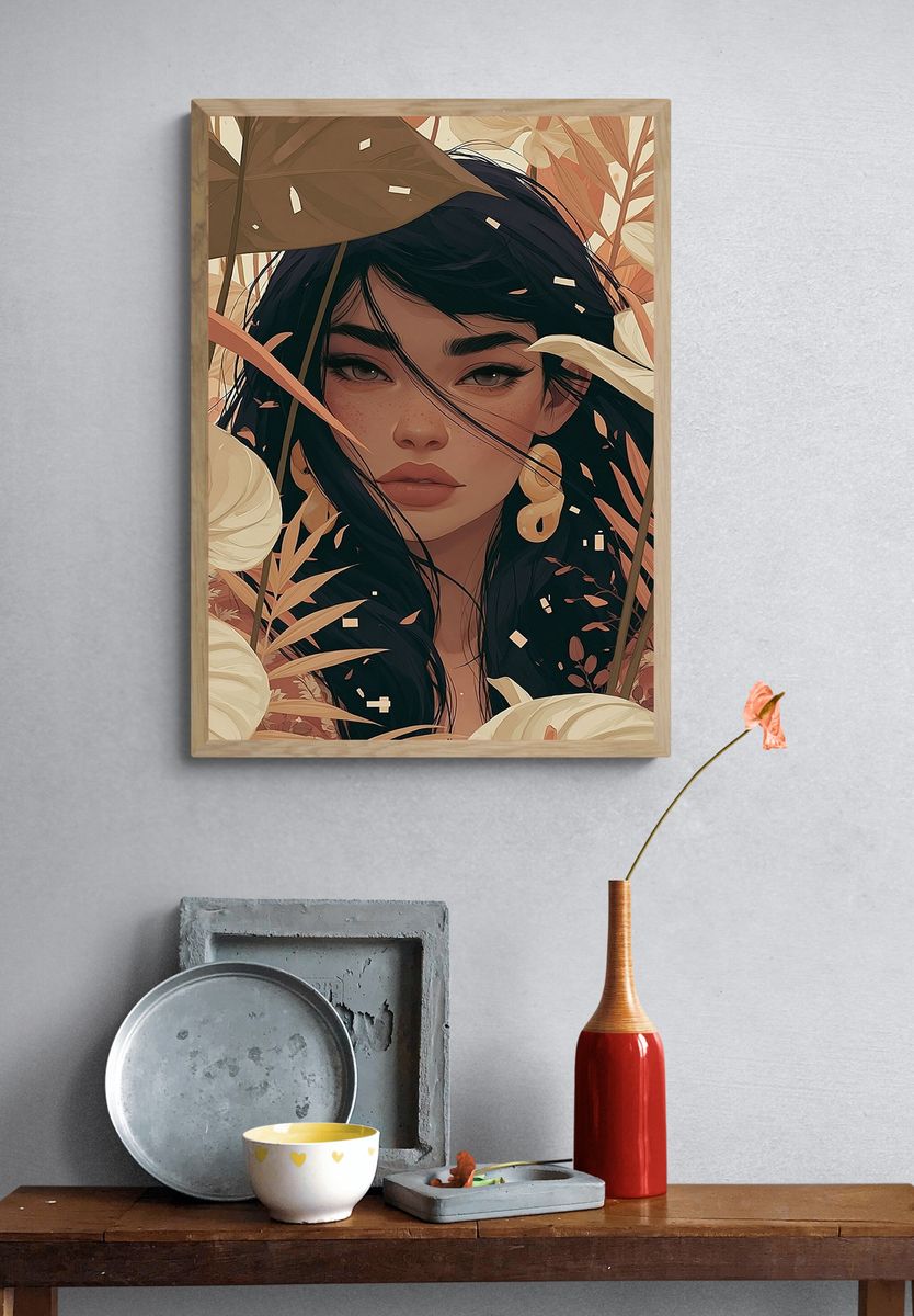 Botanical Portrait Illustration Poster. — room view 3