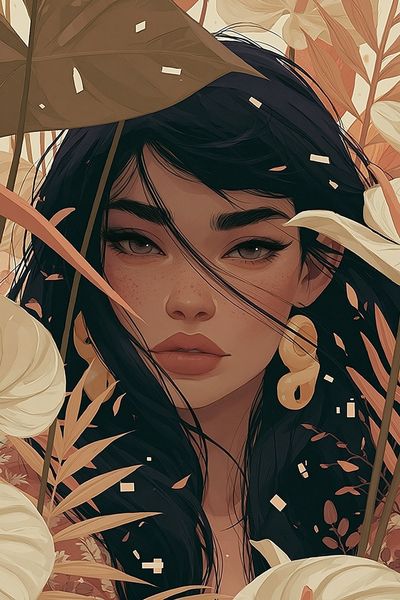 Botanical Portrait Illustration Poster.