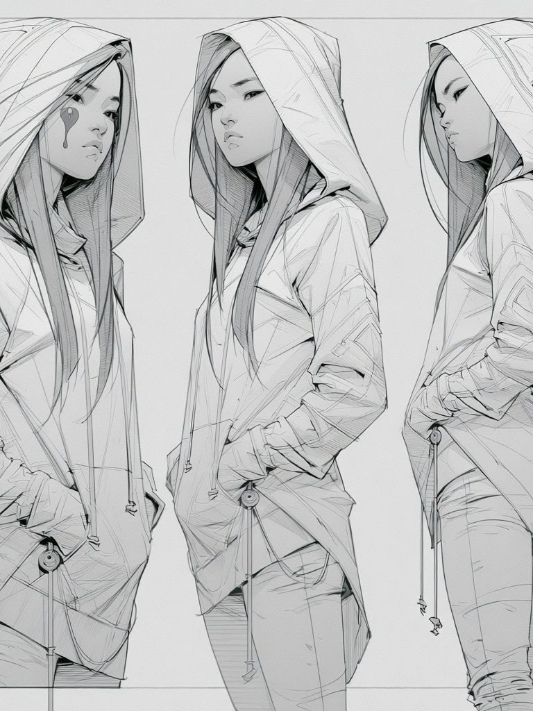 Hooded Fashion Figure Illustration Poster. poster — illustration art