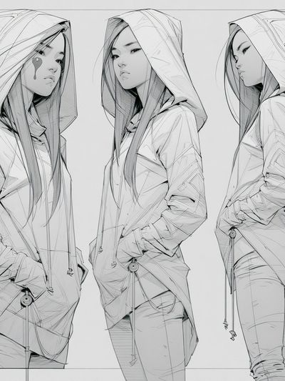 Hooded Fashion Figure Illustration Poster.