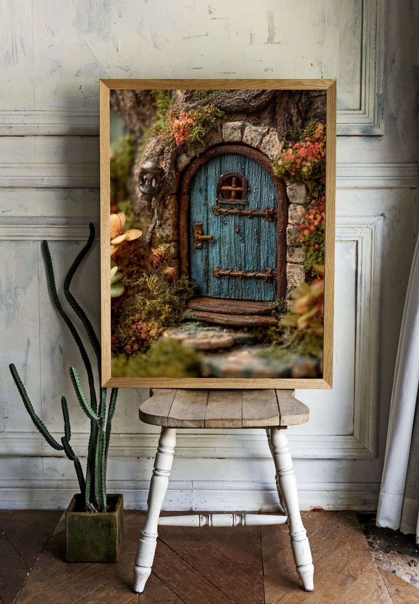 Fairy Cottage Door Illustration Poster. — room view 1