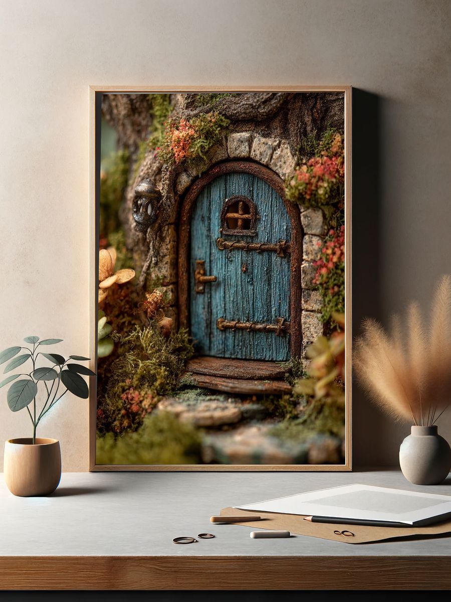 Fairy Cottage Door Illustration Poster. — room view 2