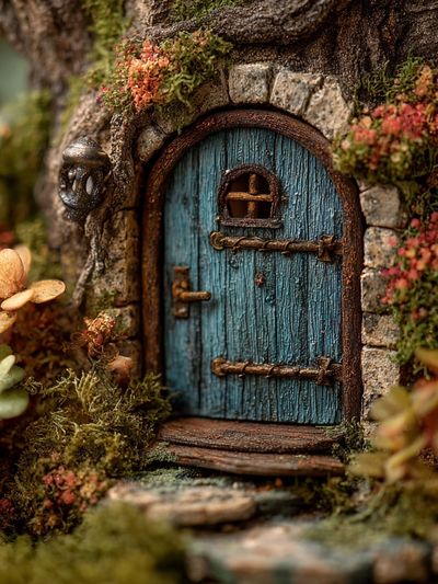Fairy Cottage Door Illustration Poster. poster print