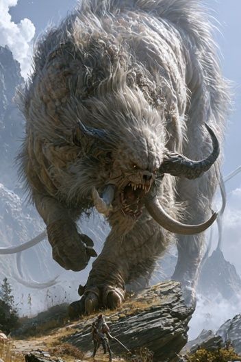 Colossal Monster Battle Illustration Poster. poster detail