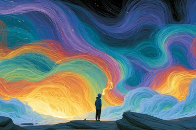 Cosmic Aurora Dreamscape Print. poster