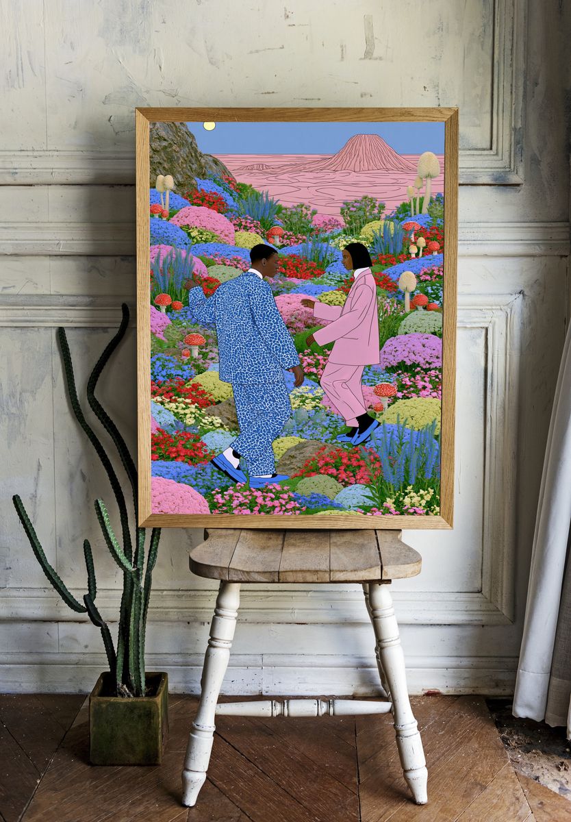 Dream Garden Couple Illustration Poster. — room view 1