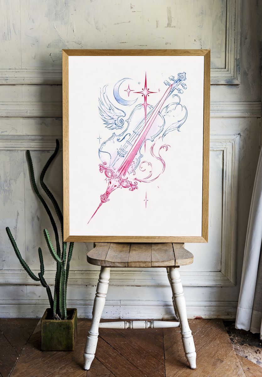Celestial Violin Illustration Poster. room preview
