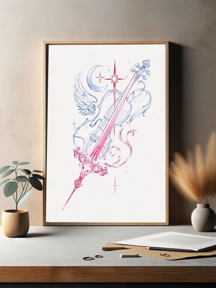 Celestial Violin Illustration Poster. — room view 2