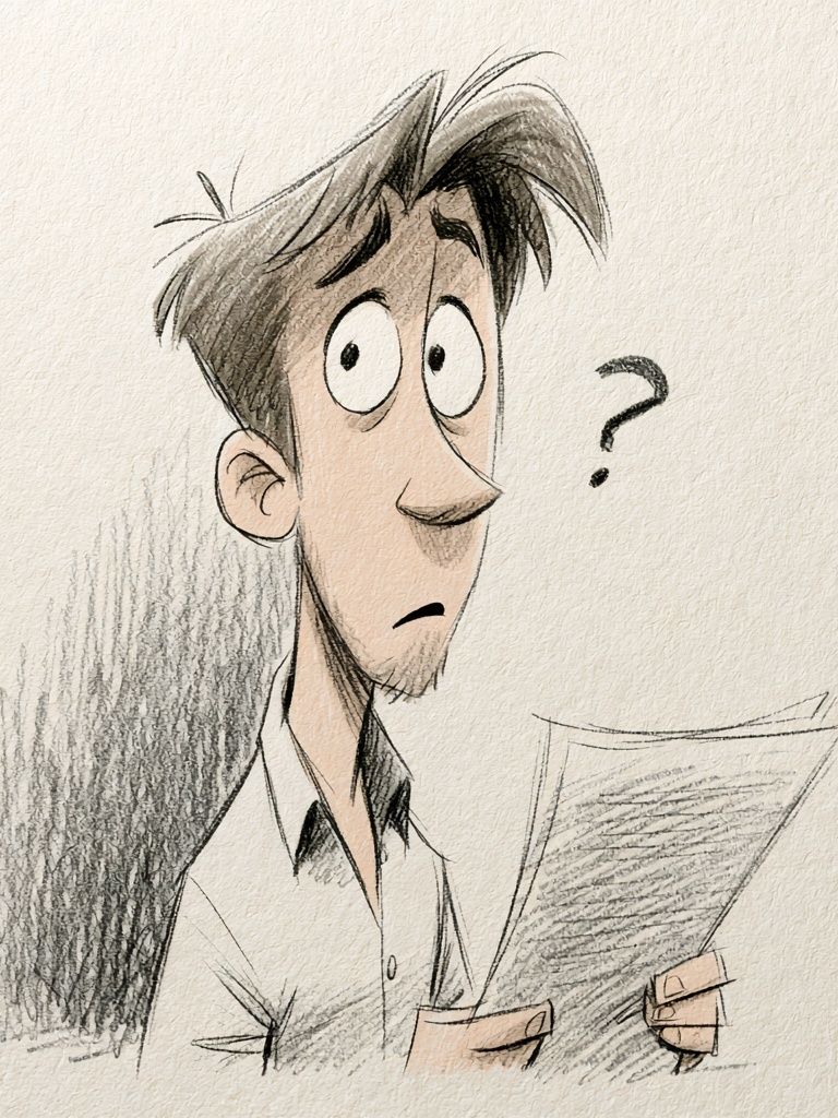Confused Man Sketch Poster. poster detail