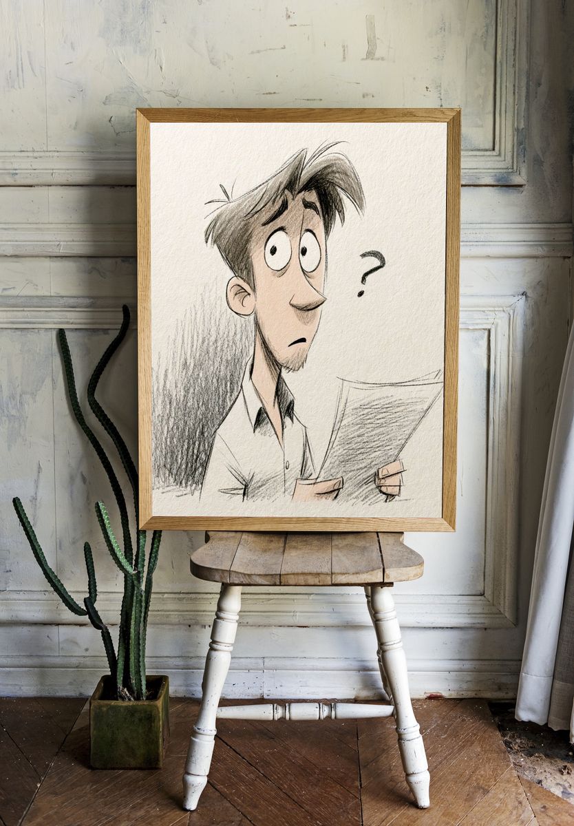 Confused Man Sketch Poster. — room view 1