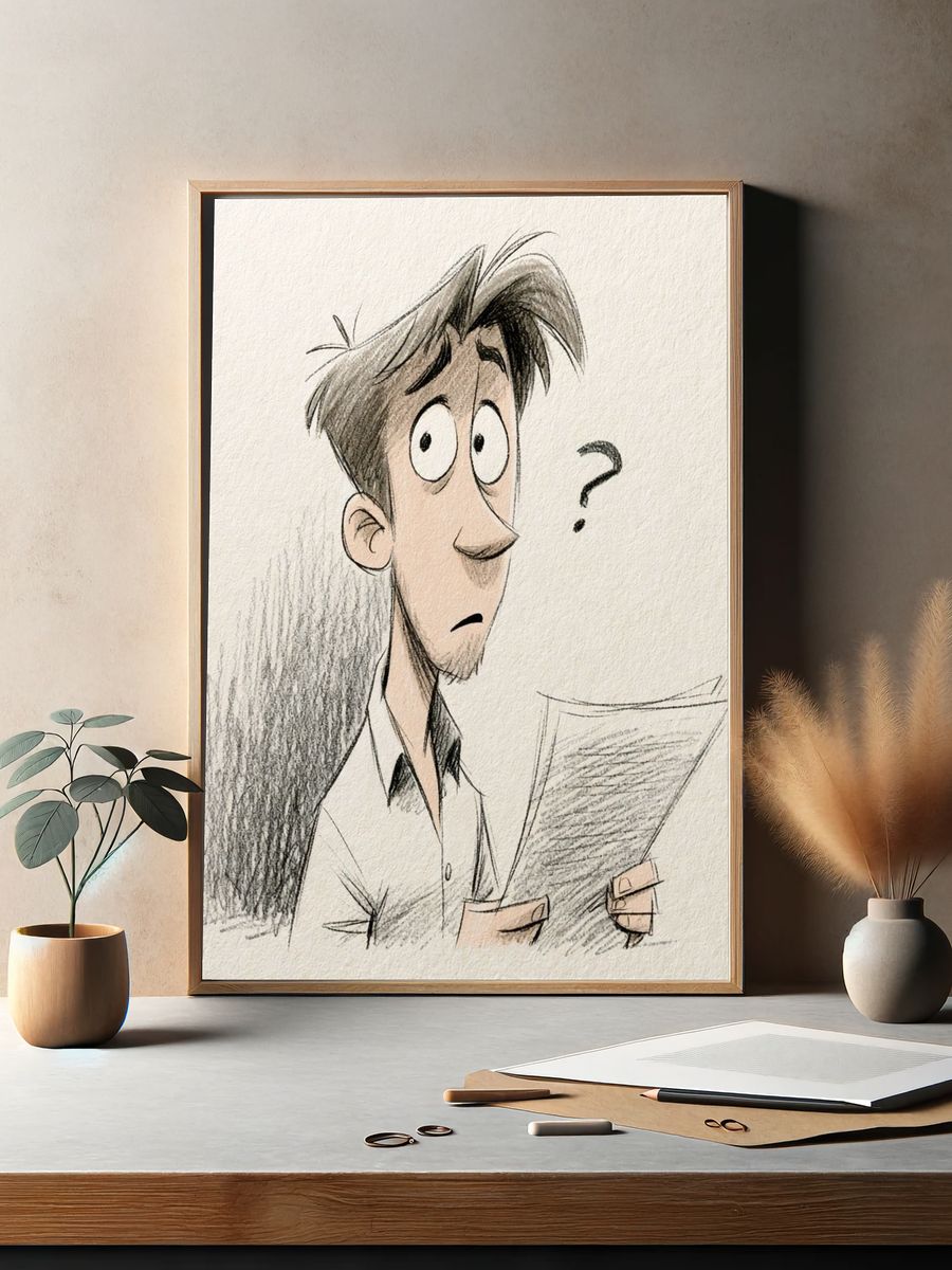 Confused Man Sketch Poster. — room view 2
