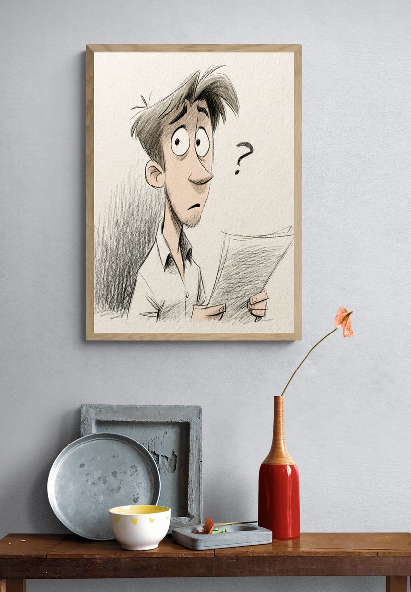 Confused Man Sketch Poster. — room view 3