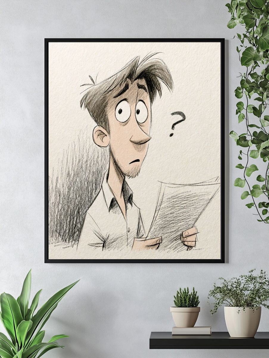 Confused Man Sketch Poster. — room view 4