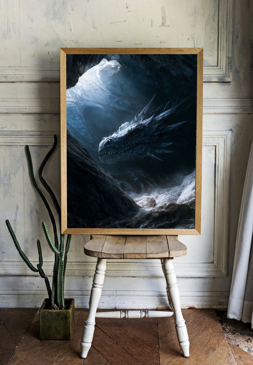 Ice Dragon Cave Illustration Poster. — room view 1