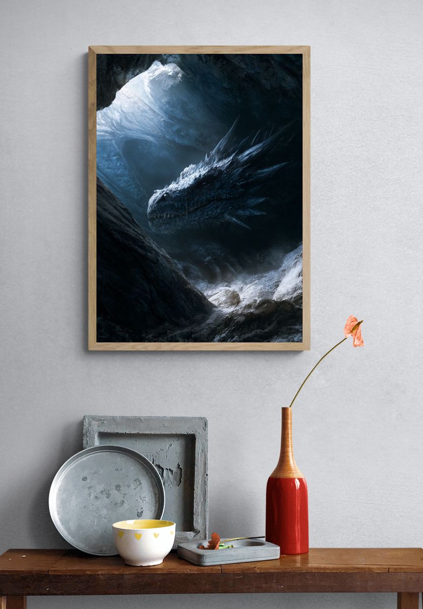 Ice Dragon Cave Illustration Poster. — room view 3
