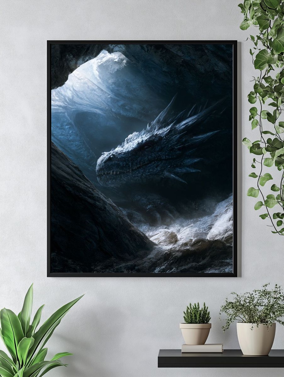 Ice Dragon Cave Illustration Poster. — room view 4