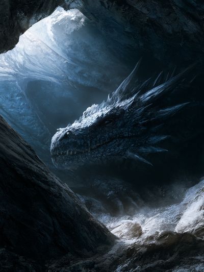 Ice Dragon Cave Illustration Poster.